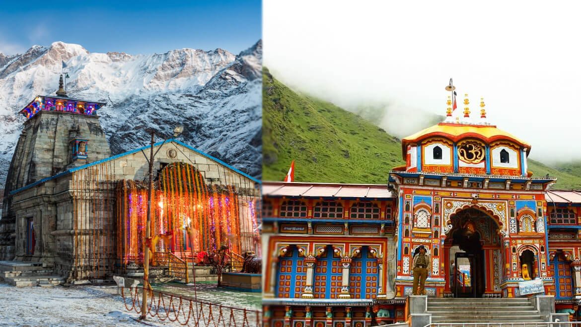 Kedarnath and Badrinath scenic illustration